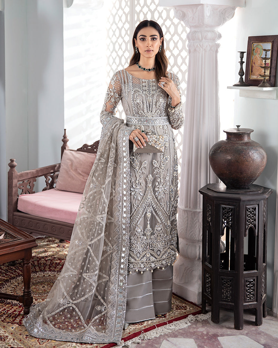 Gulaal | Wedding Formals | Gulnoor Embroidered Net 3-Piece Suit WS-18