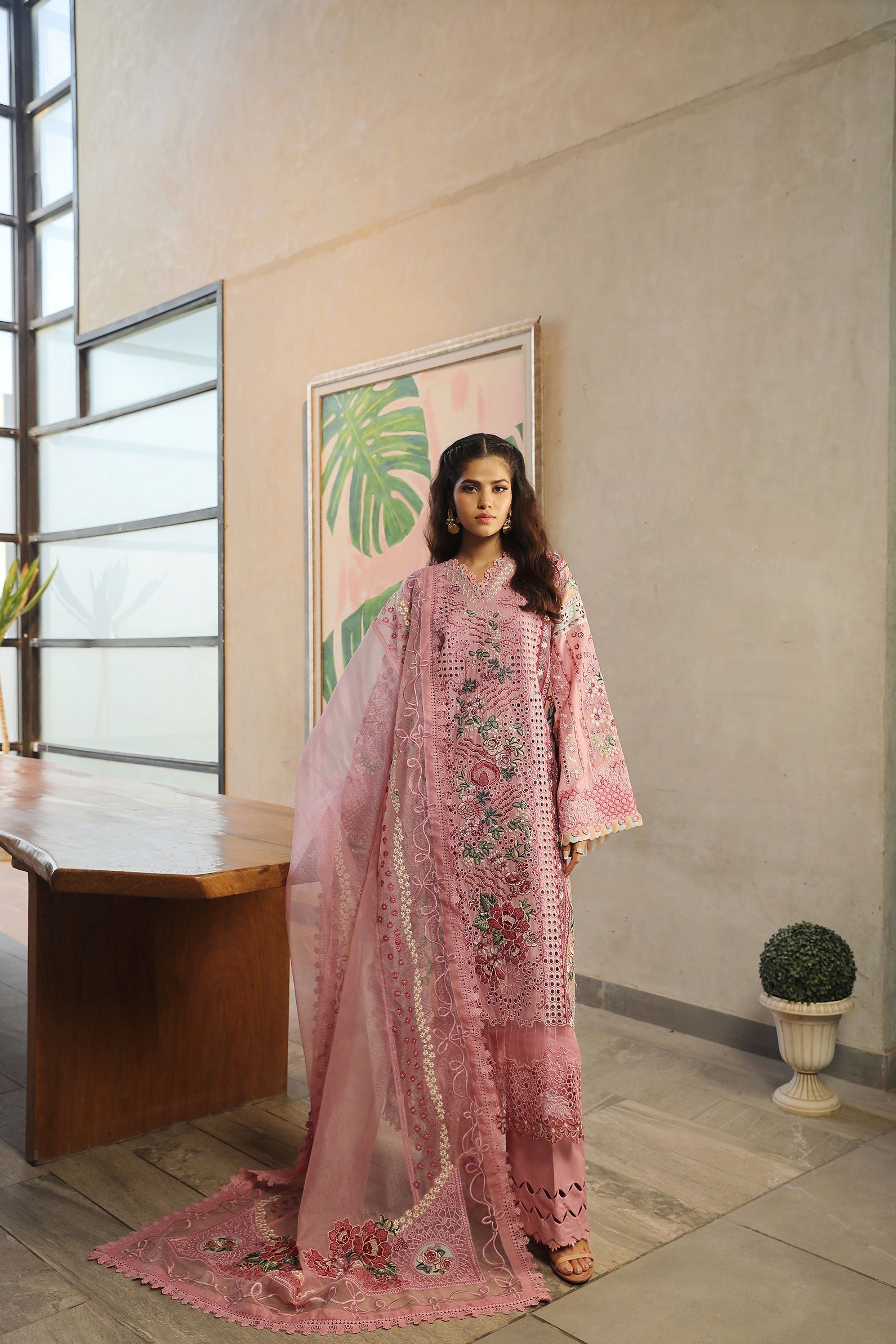 Maryam Hussain | Luxury Lawn 24 | CORAL - Waniyas