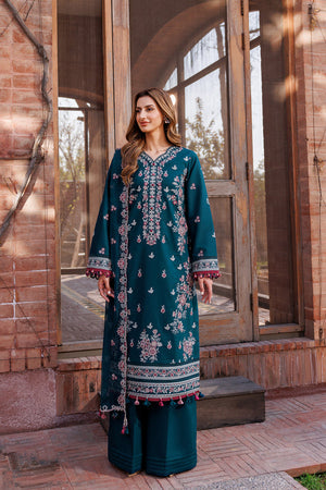 Farasha | Dastoor Embroidered Lawn SS24 | EMERALD CHARM - Waniyas