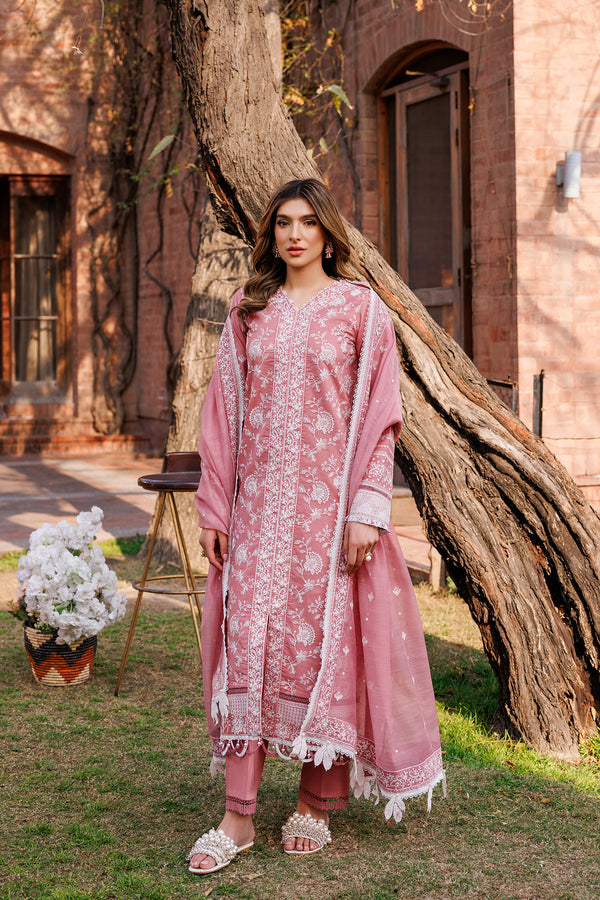 Farasha | Dastoor Embroidered Lawn SS24 | PEARL MIST - Waniyas