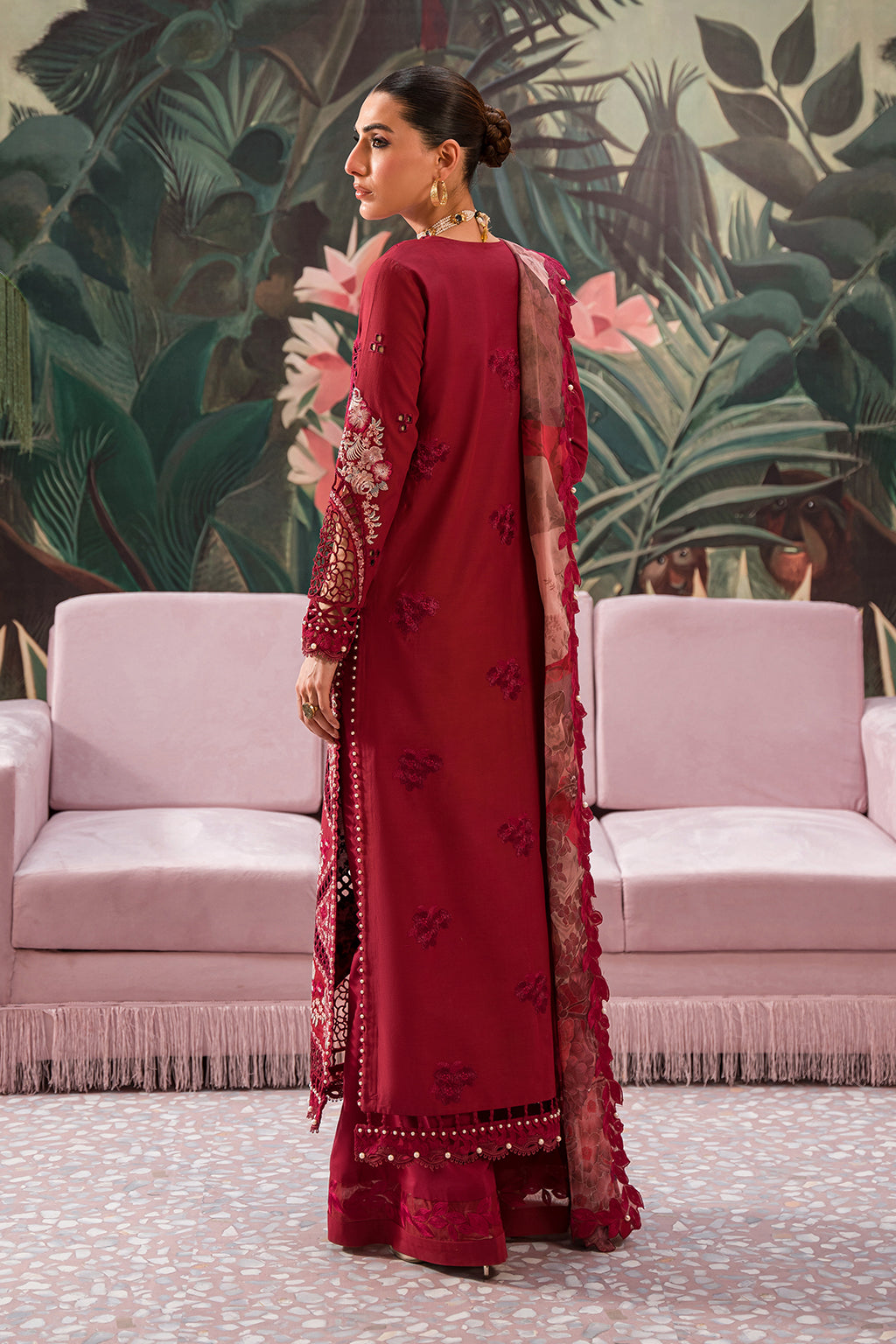 Afrozeh | The Pinted Grden Lawn 24 | Dahlia Dusk - Waniyas