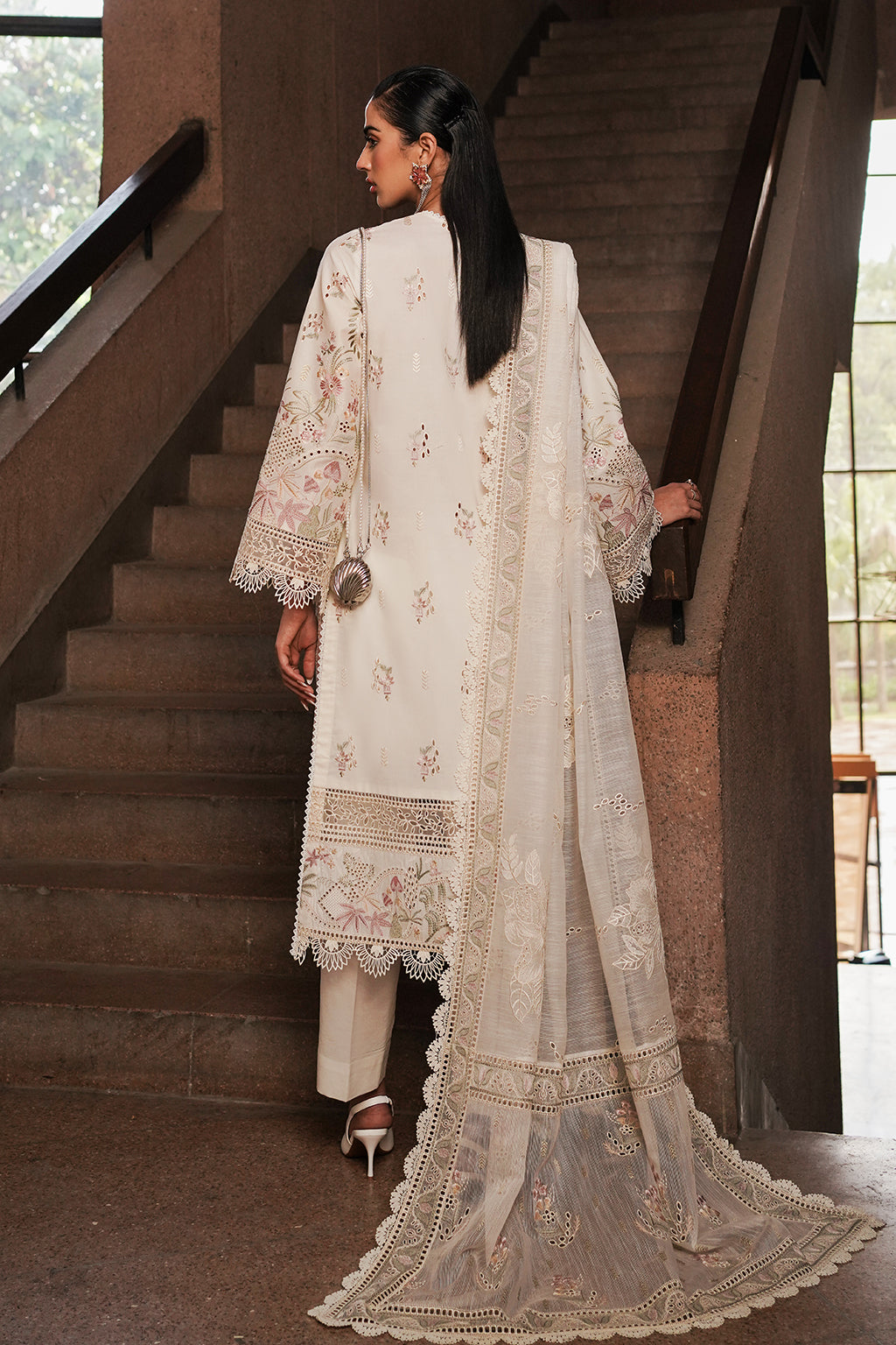 Afrozeh | Chikankari Lawn 24 | Gypsum - Waniyas