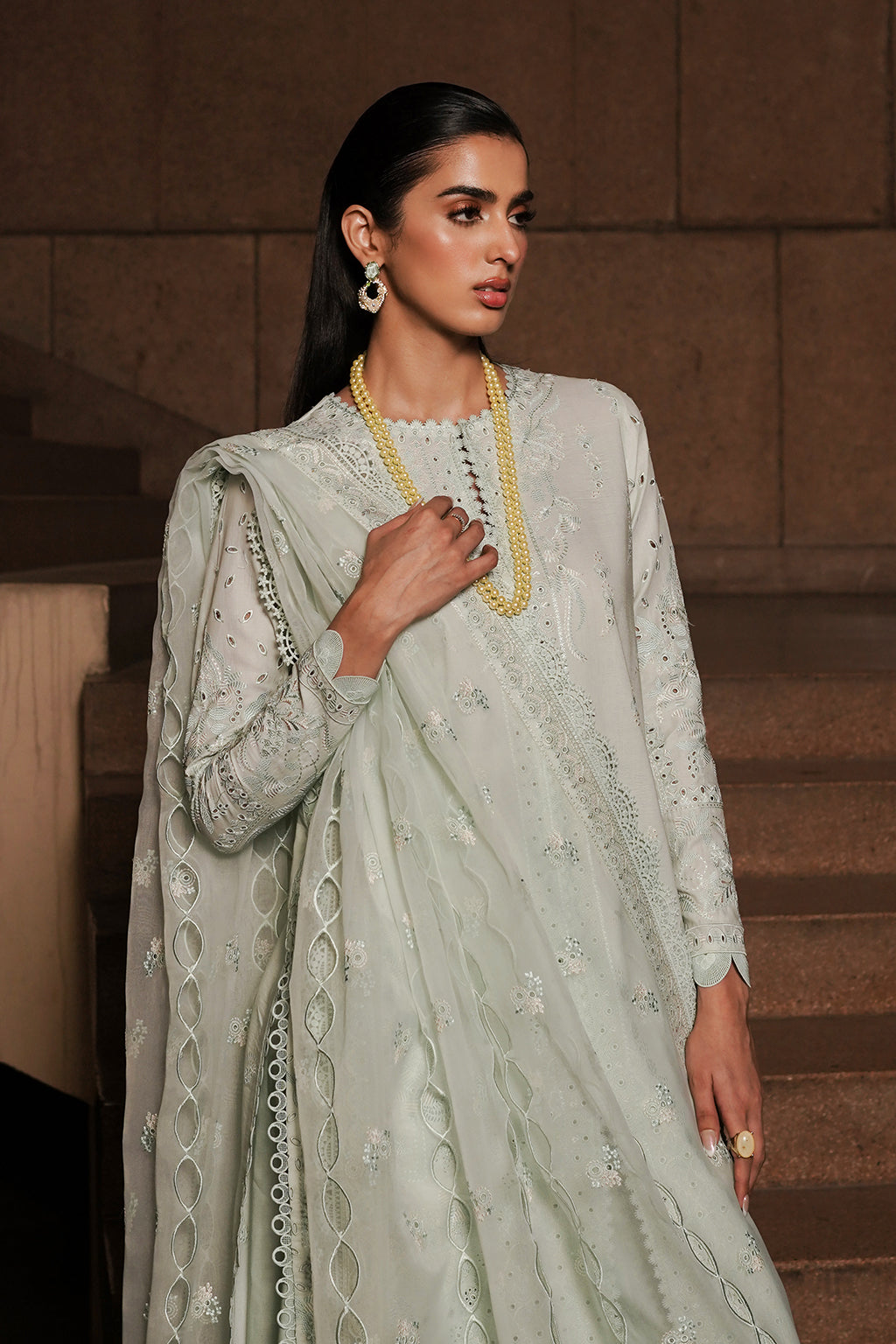 Afrozeh | Chikankari Lawn 24 | Celadon - Waniyas