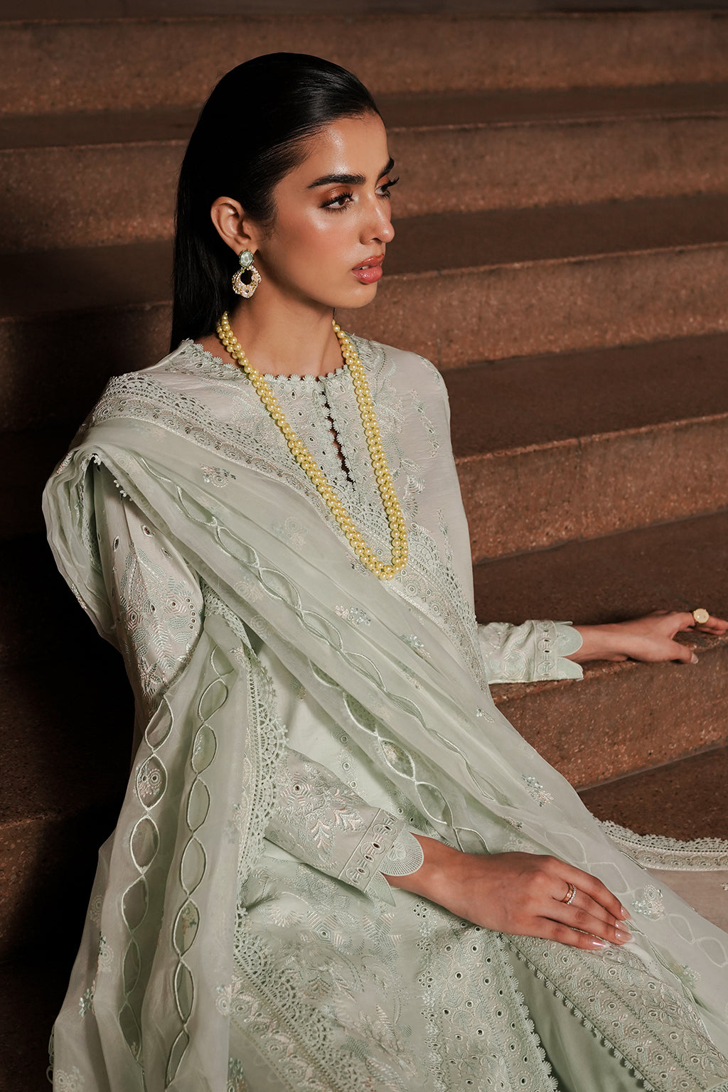 Afrozeh | Chikankari Lawn 24 | Celadon - Waniyas