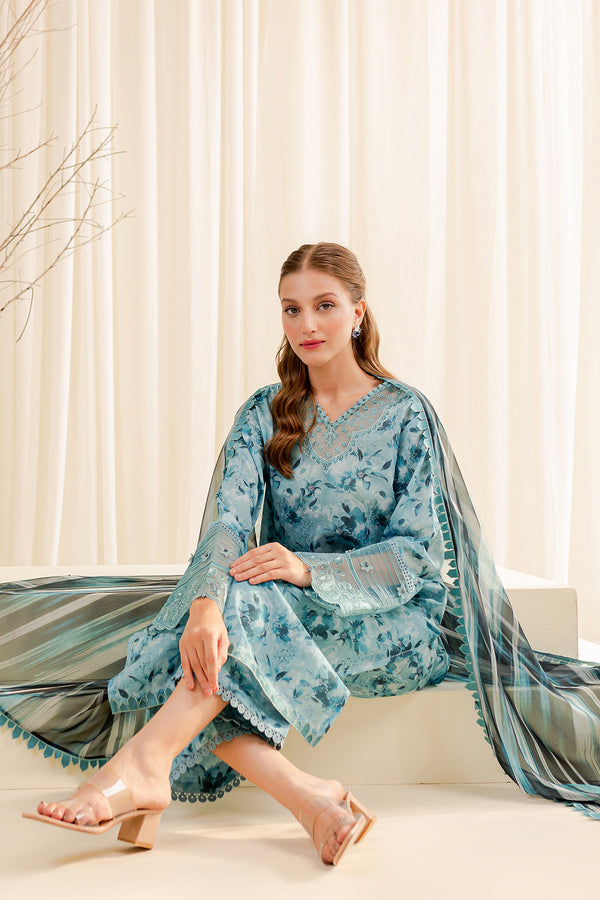 Farasha | Printed Essentials | AQUA BERYL - Waniyas