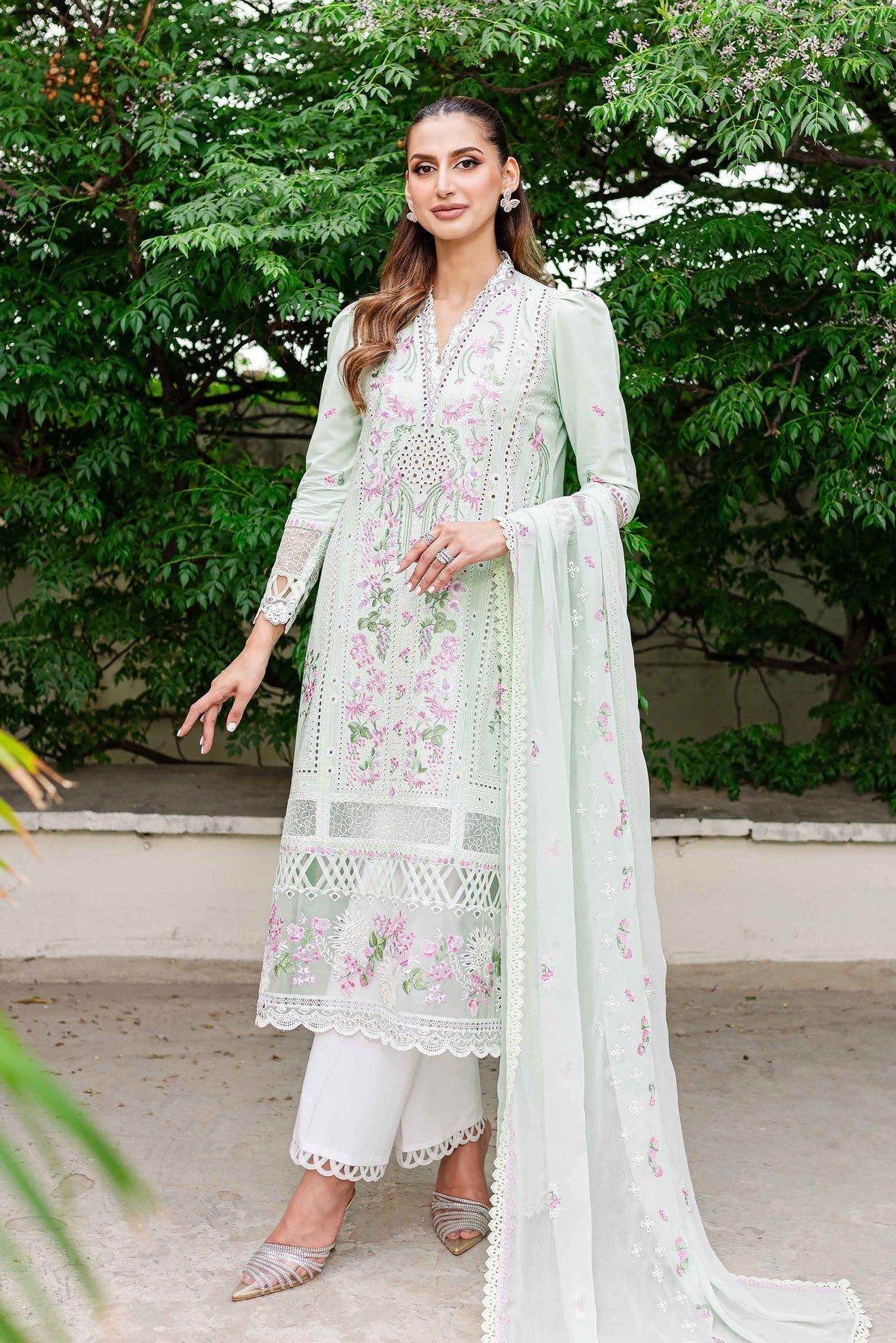 Sable Vogue | Shiree Lawn 24 | Mint Garden - Waniyas