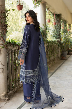 Farasha | Bahaar Embroidered Lawn | Blue Ochre - Waniyas