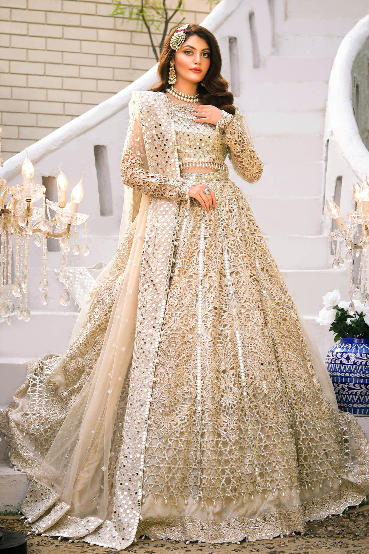 Raeesa Premium | Wajadan Wedding Formals |  WD-1 Pearl White