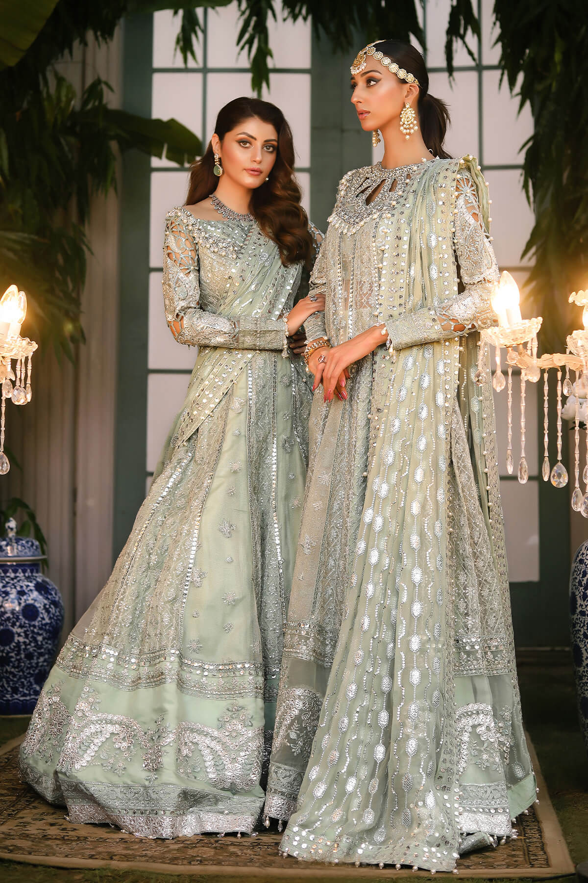 Raeesa Premium | Wajadan Wedding Formals | WD-2 Pea Green