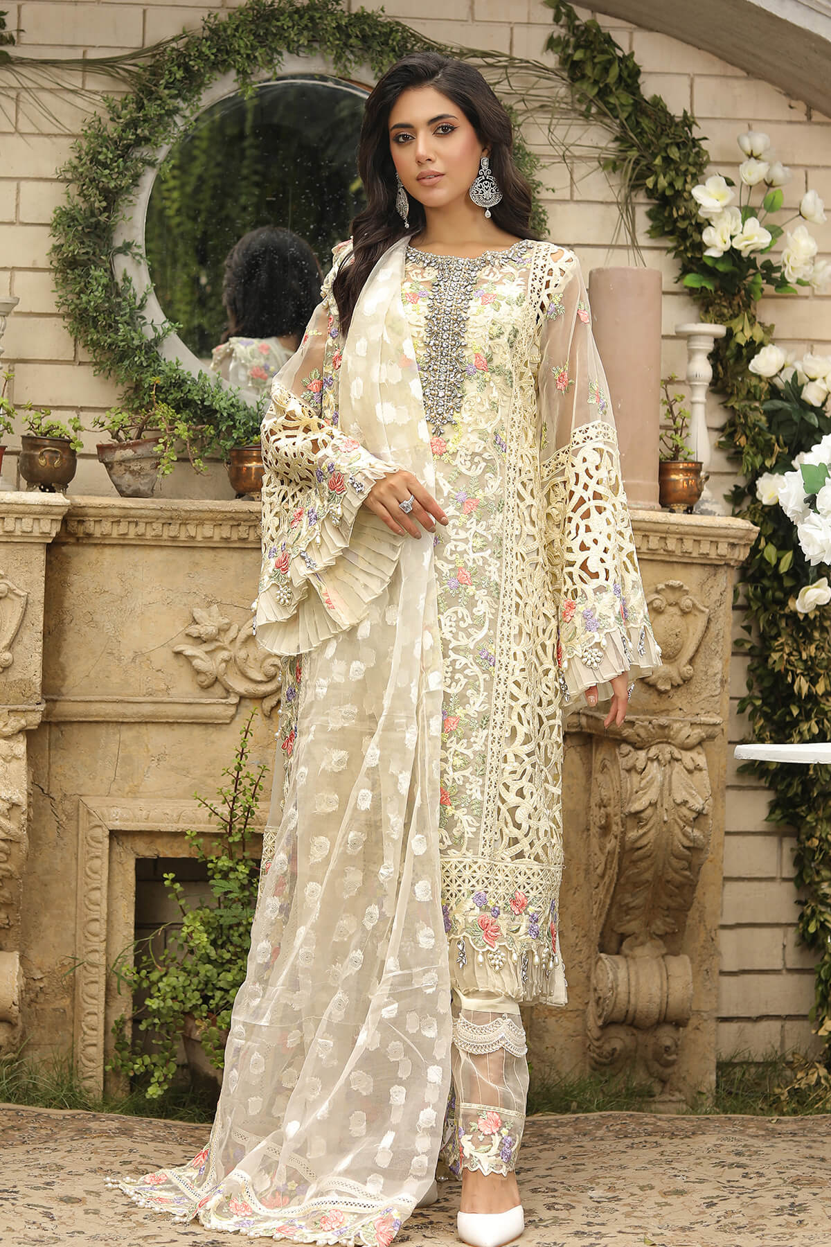 Raeesa Premium | Wajadan Wedding Formals | WD-8 Ivory